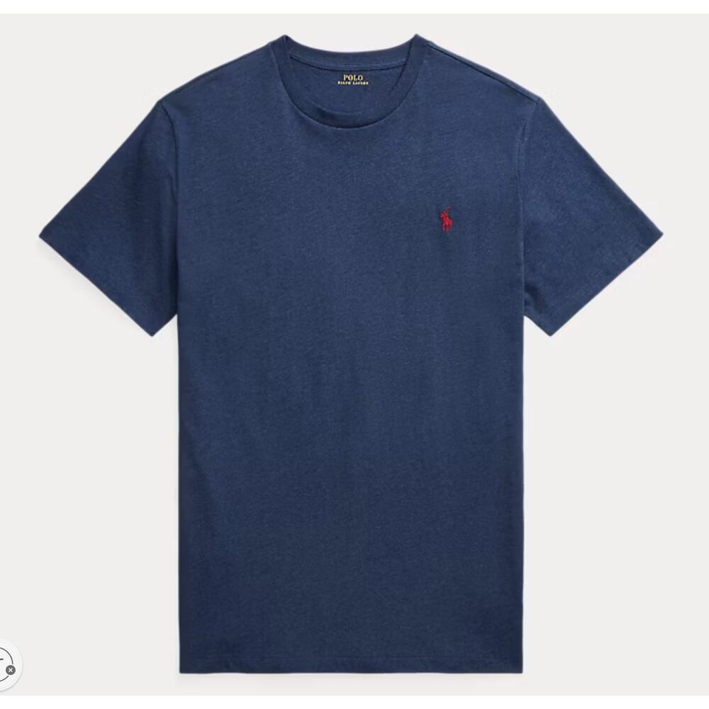Polo Ralph Lauren Boys Navy Blue Heather Cotton Jersey Tee Tshirt - Size L 14 16